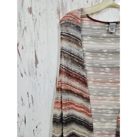 Catherines Vest Cardign Stripped Kimono Size 1X Lagenlook Copper Brown Coastal - Picture 2 of 11